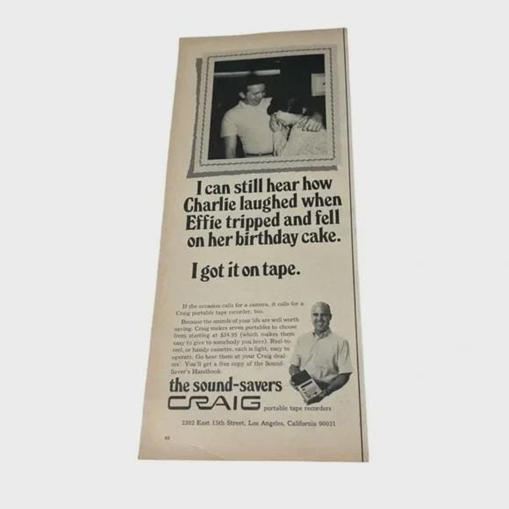 1969 Craig Portable Tape‎ Recorders Original Vintage Print Ad